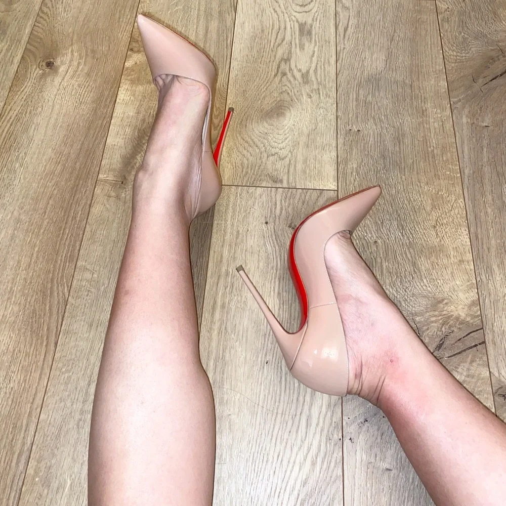 Christian Louboutin Nude Heels with Red Soles - Picture 4 of 16